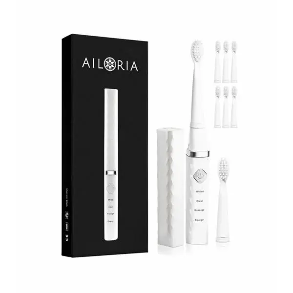 Ailoria FLASH TRAVEL Inkl. 8x Bürstenköpfe Weiss - Schallzahnbürste 1 Ailoria FLASH TRAVEL Inkl. 8x Bürstenköpfe Weiss - Schallzahnbürste