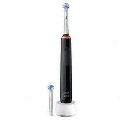 Oral-B Rotationszahnbürste Pro 3 3000 Sensitive Clean, Schwarz - Elektrische Zahnbürste