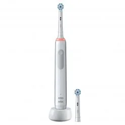 Oral-B Rotationszahnbürste Pro 3 3000 Sensitive Clean, Weiss - Elektrische Zahnbürste